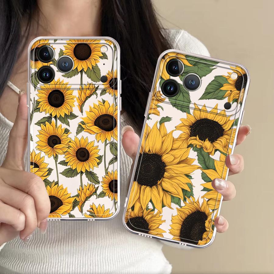Phone Case Clear - Cute Sunflower Pattern Case for Apple