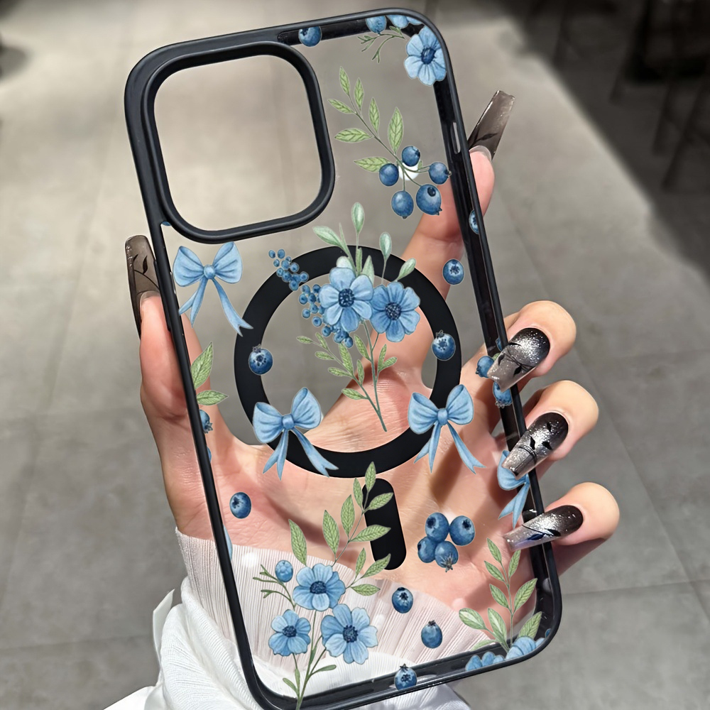 Phone Case Clear - Blueberry Floral Clear Case For iPhone