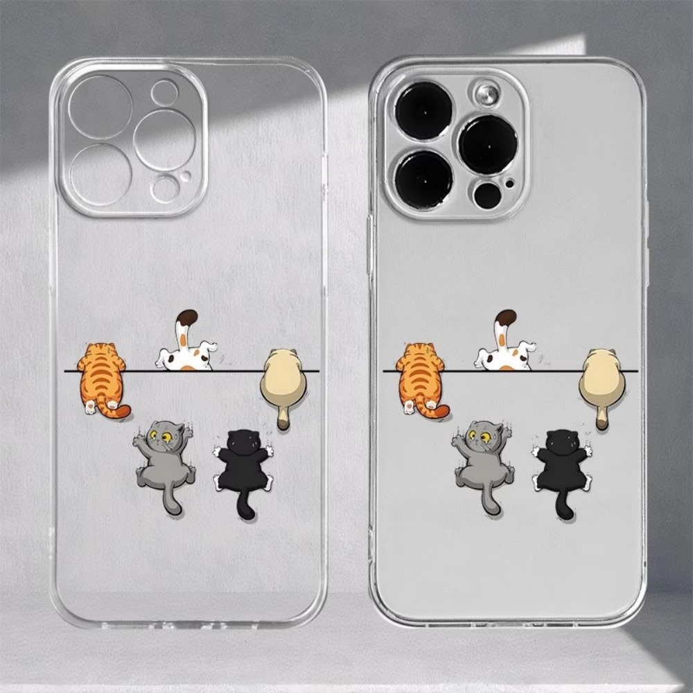 Phone Case Clear - Five Cute Cat Pattern Phone Case