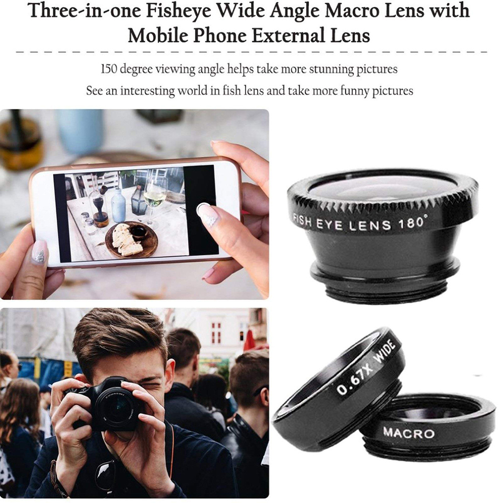 Universal 3 in 1 Fish Eye Lens - Lens Camera Clip review and price