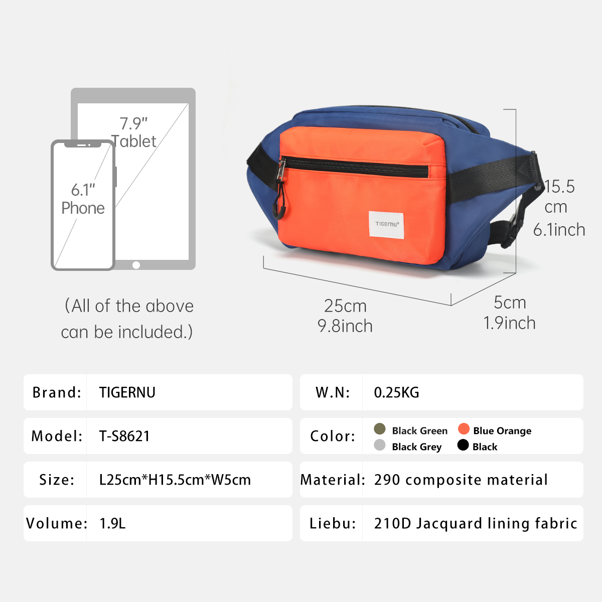 Tigernu  Chest Bag For Men 7.9 - Phone Accessories For Men review and price