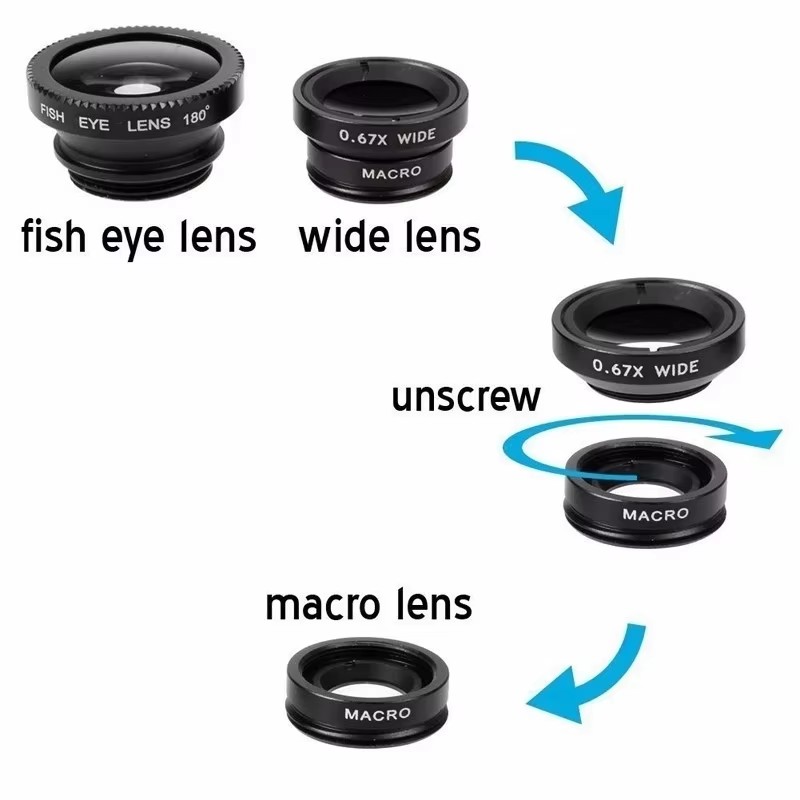 3 In 1 Fisheye Phone Lens 0.67 - Lens Camera Clip review and price